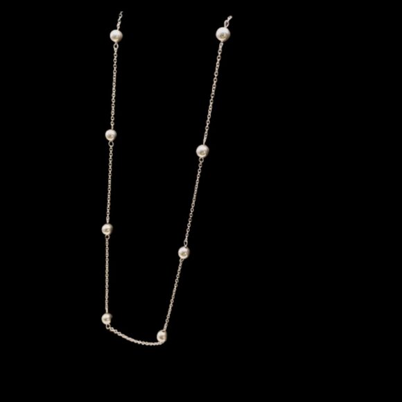 Chaps 34-36 inch Silver Tone Beaded Chain Necklace Long Layering Jewelry - Picture 4 of 8